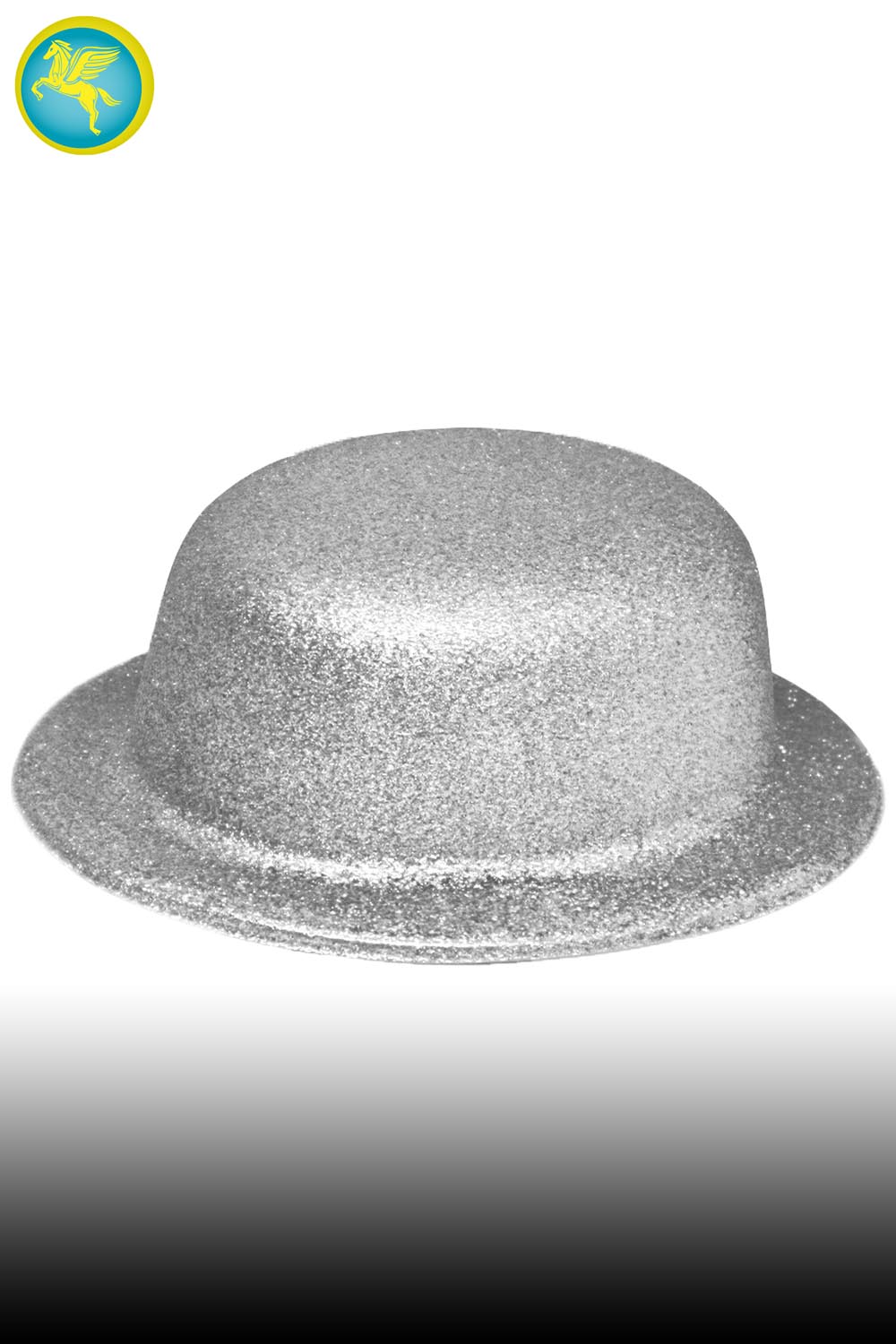 cappello glitter bombetta argento