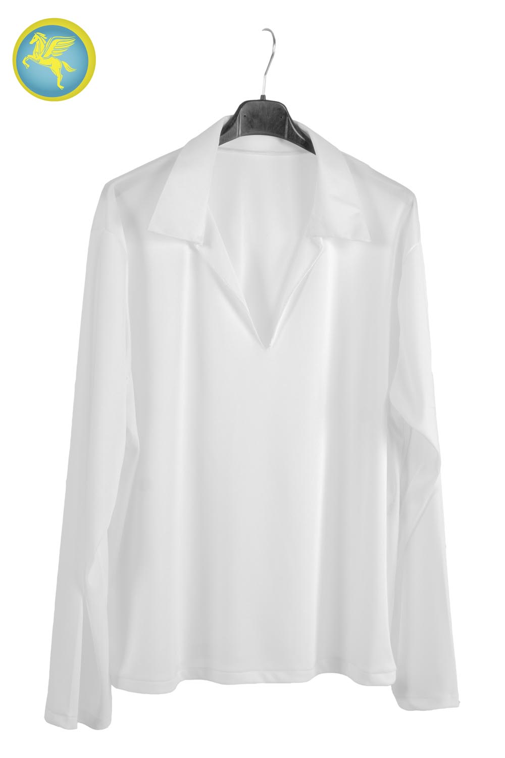 Maglietta collo camicia in maglina bianco