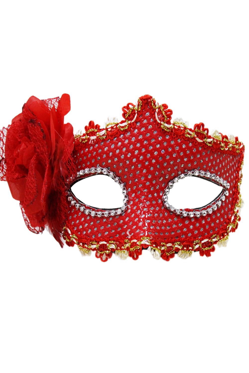 Maschera con fiore rosso