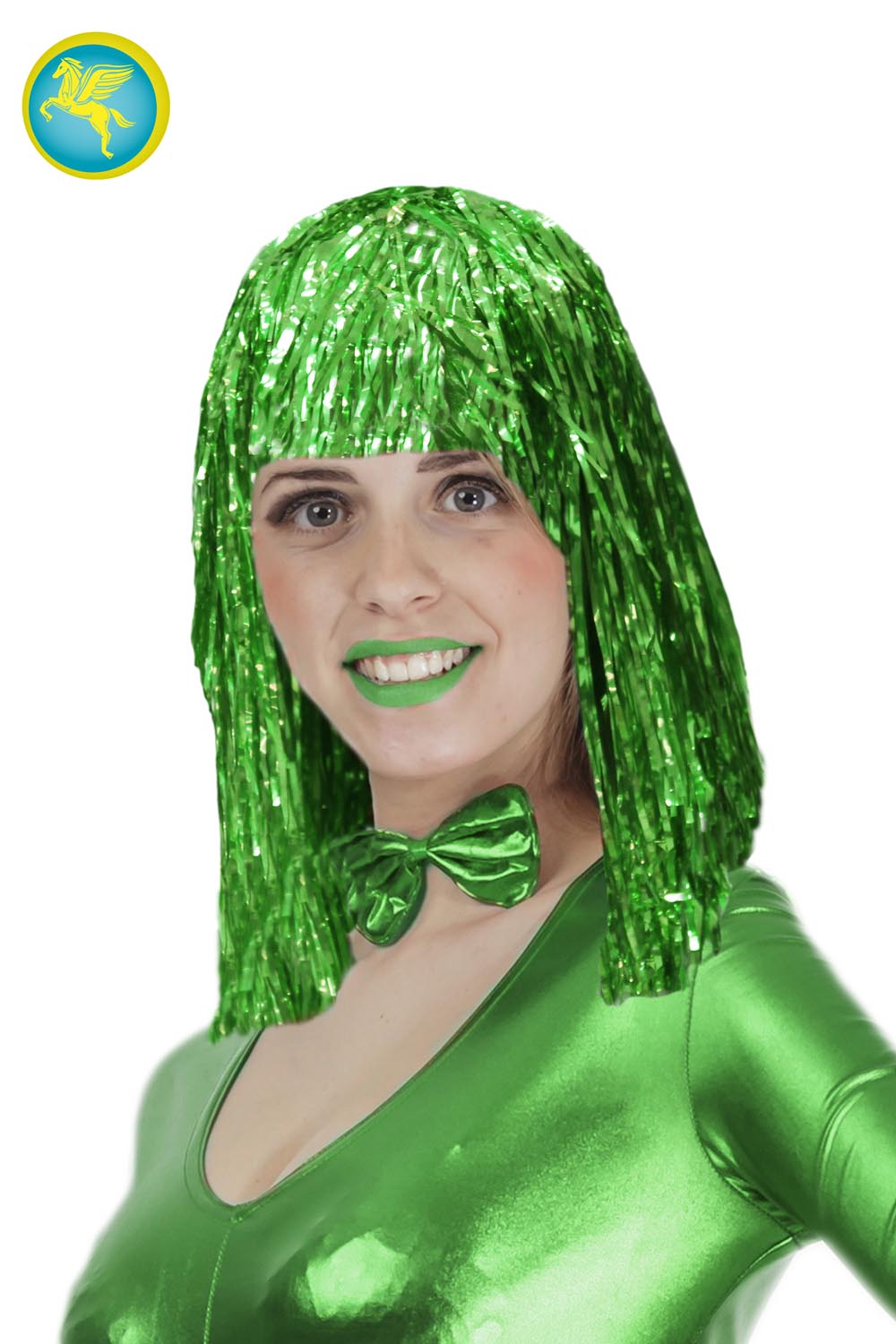 Parrucca fili lurex verde