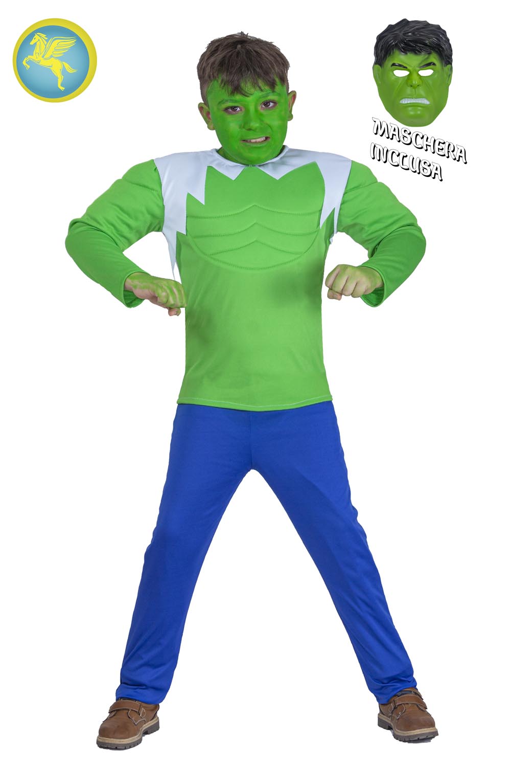 Uomo verde cosplay (con muscoli) di pegasus